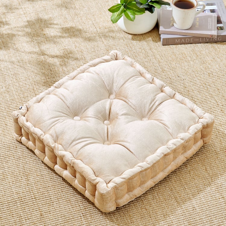 Buy Poise Earthcore Velvet Quilted Floor Cushion - 48x48cm from Home ...