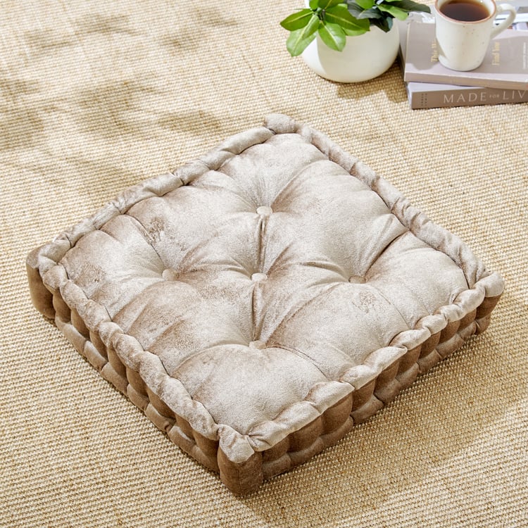 Poise Earthcore Velvet Tufted Floor Cushion - 48x48cm