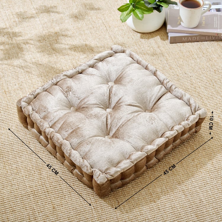 Poise Earthcore Velvet Tufted Floor Cushion - 48x48cm