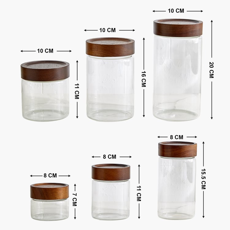 Vault Malva Set of 6 Glass Storage Canisters with Wooden Lid