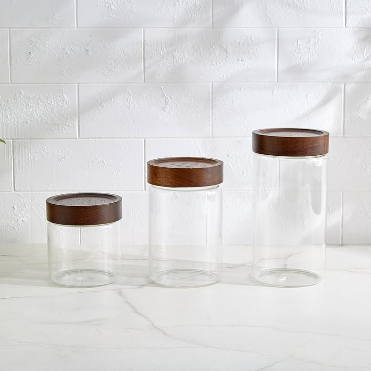 Vault Malva Set of 6 Glass Storage Canisters with Wooden Lid
