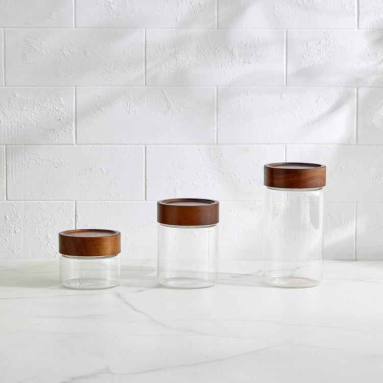 Vault Malva Set of 6 Glass Storage Canisters with Wooden Lid