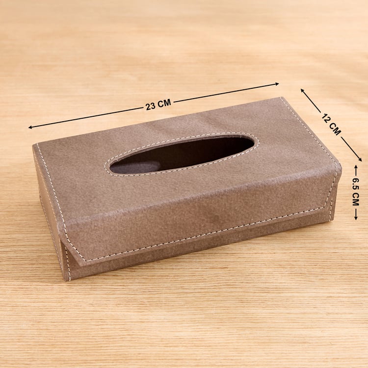 Grain Faux Leather Tissue Box - 23x12x6.5cm