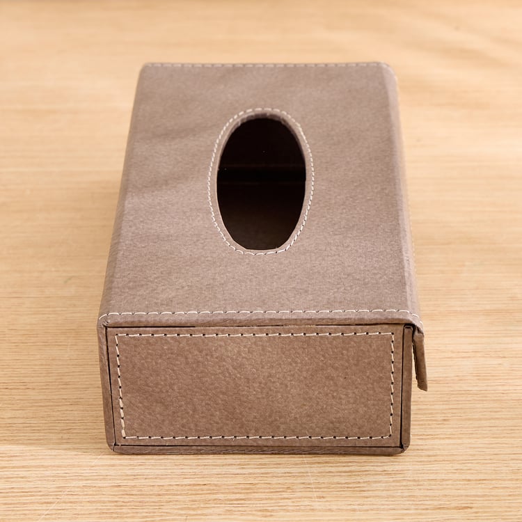 Grain Faux Leather Tissue Box - 23x12x6.5cm