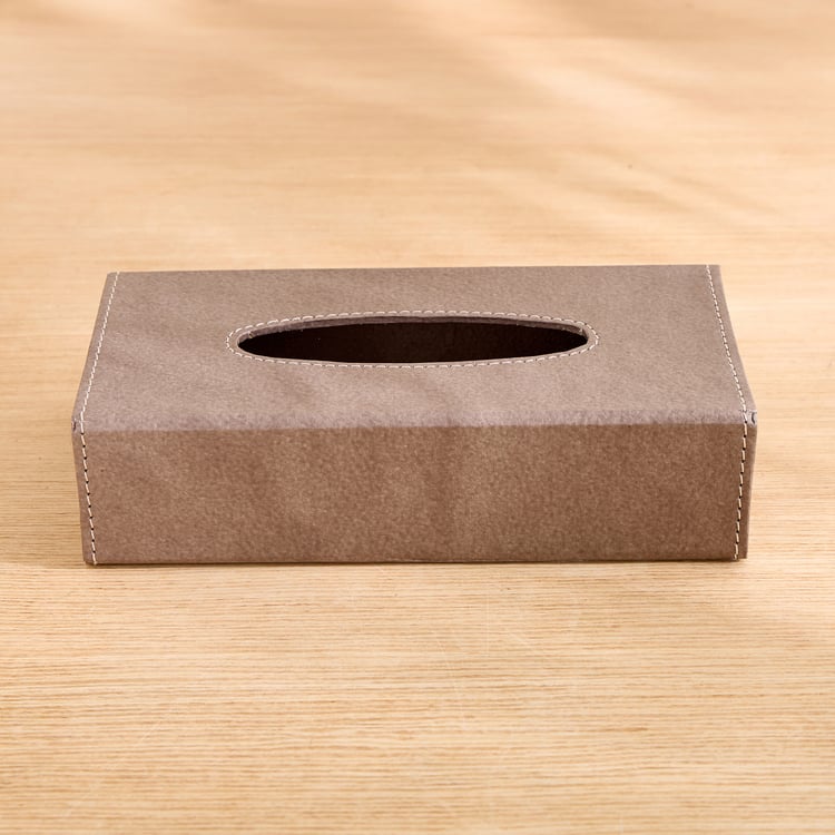 Grain Faux Leather Tissue Box - 23x12x6.5cm