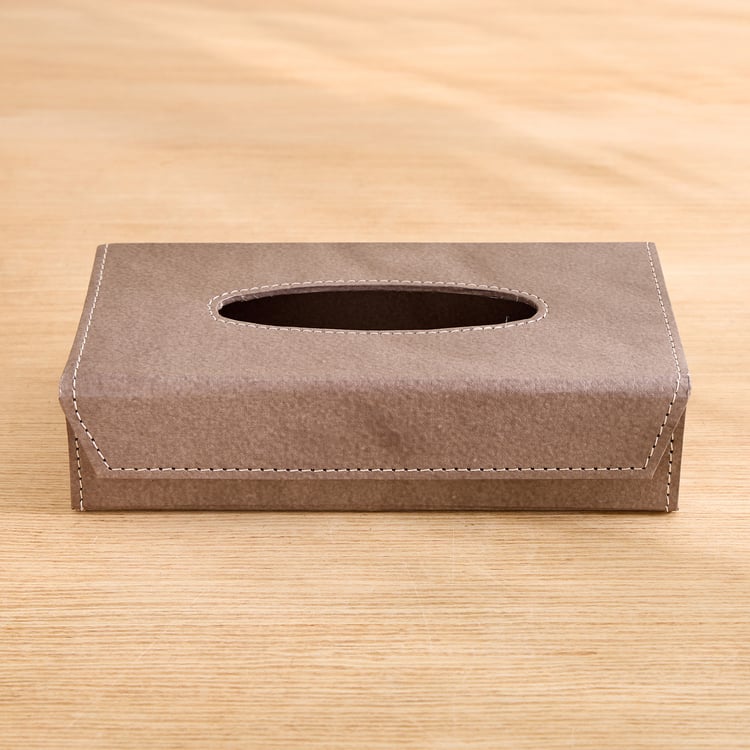 Grain Faux Leather Tissue Box - 23x12x6.5cm