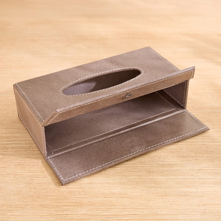 Grain Faux Leather Tissue Box - 23x12x6.5cm