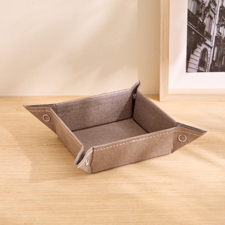 Grain Faux Leather Tray - Medium