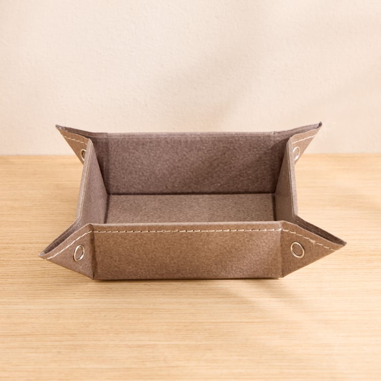 Grain Faux Leather Tray - Medium