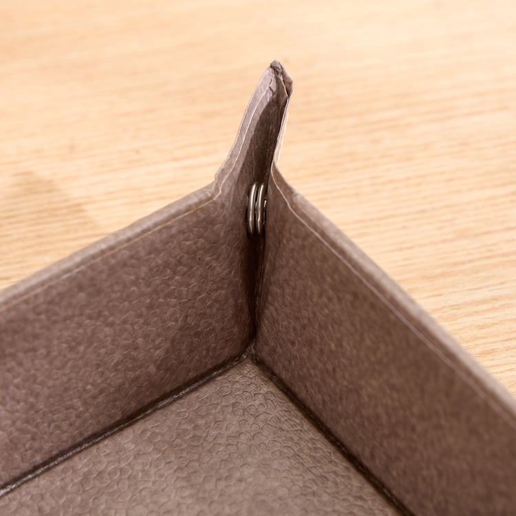 Grain Faux Leather Tray - Medium