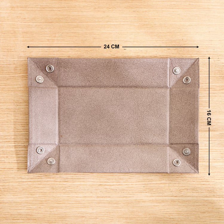 Grain Faux Leather Tray - Large