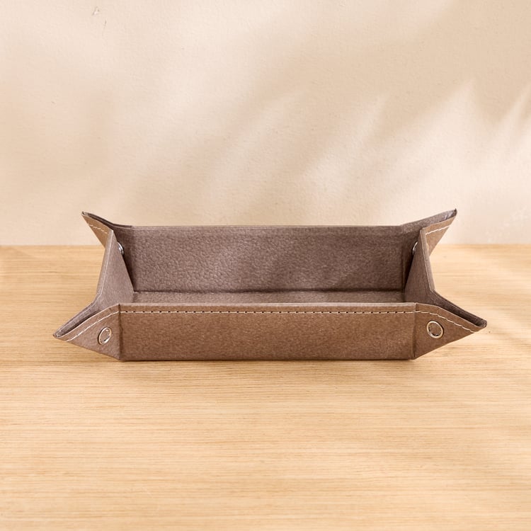 Grain Faux Leather Tray - Large