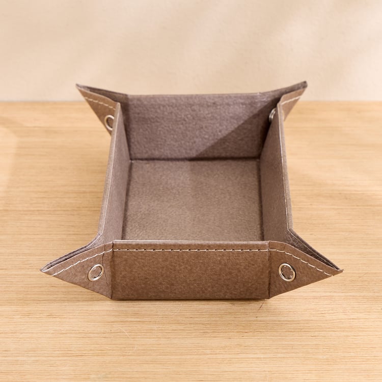 Grain Faux Leather Tray - Large