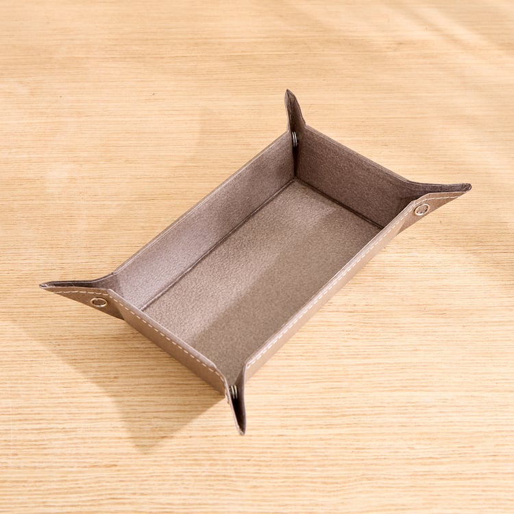 Grain Faux Leather Tray - Large