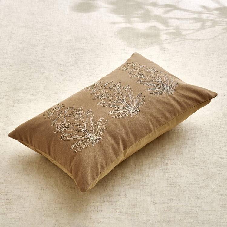 Glimmer Dusk Auria Zari Embroidered Cushion Cover - 50x30cm