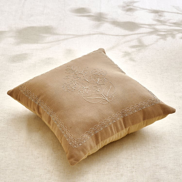 Glimmer Dusk Auria Zari Embroidered Cushion Cover - 40x40cm