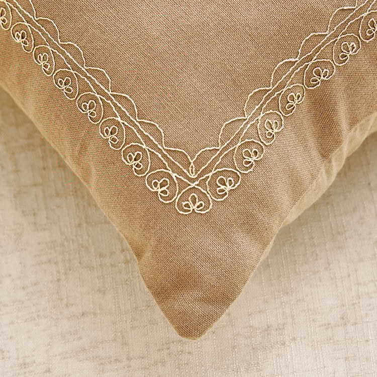 Glimmer Dusk Auria Zari Embroidered Cushion Cover - 40x40cm