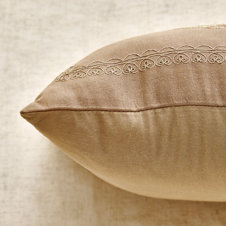 Glimmer Dusk Auria Zari Embroidered Cushion Cover - 40x40cm
