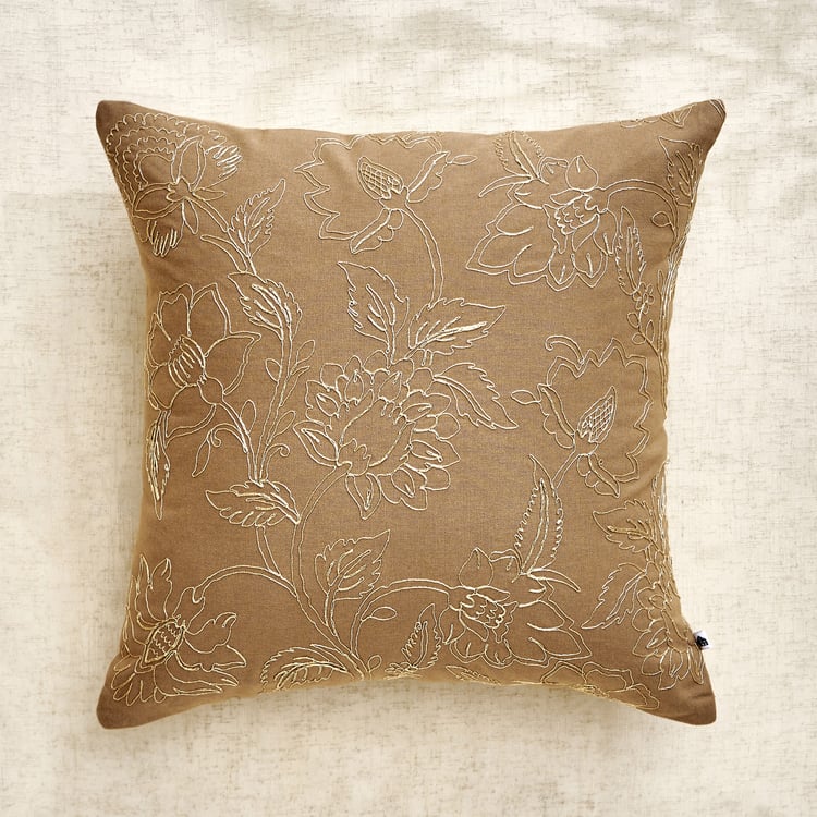 Glimmer Dusk Auria Zari Embroidered Cushion Cover - 40x40cm