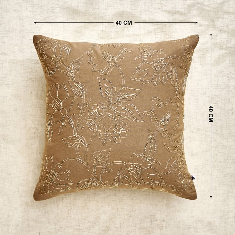 Glimmer Dusk Auria Zari Embroidered Cushion Cover - 40x40cm