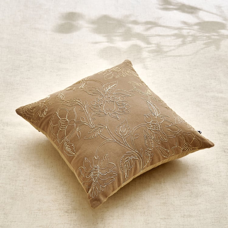 Glimmer Dusk Auria Zari Embroidered Cushion Cover - 40x40cm