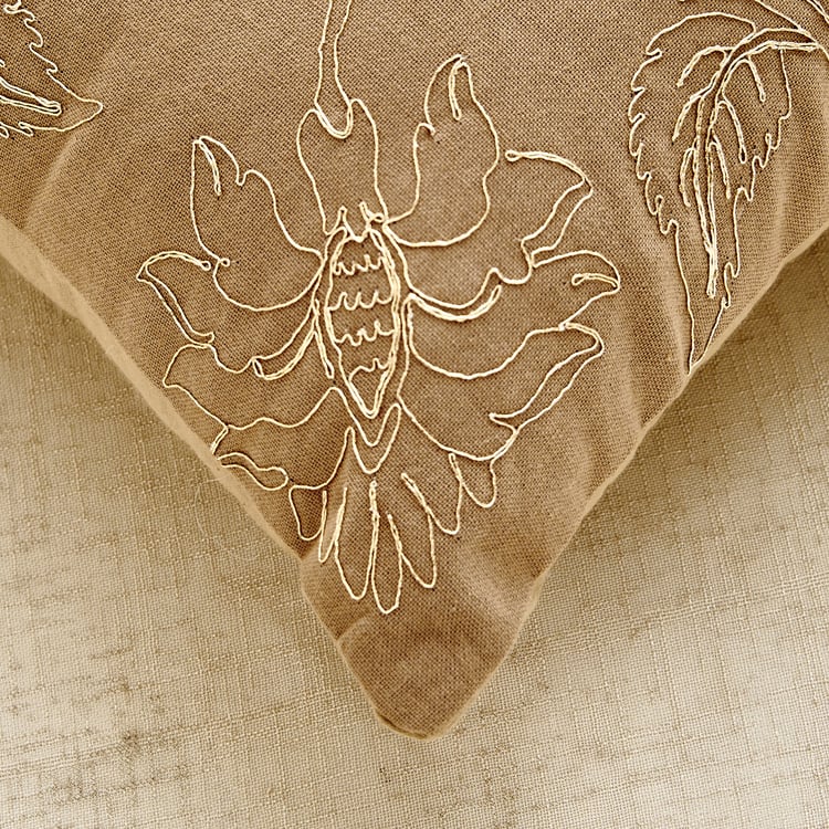 Glimmer Dusk Auria Zari Embroidered Cushion Cover - 40x40cm