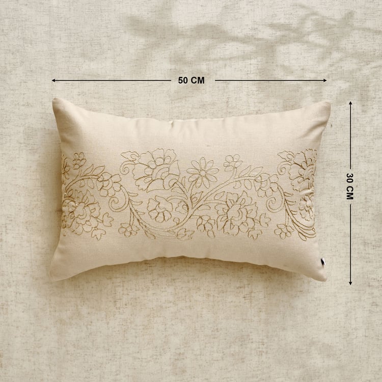 Glimmer Luxe Auria Zari Embroidered Cushion Cover - 50x30cm