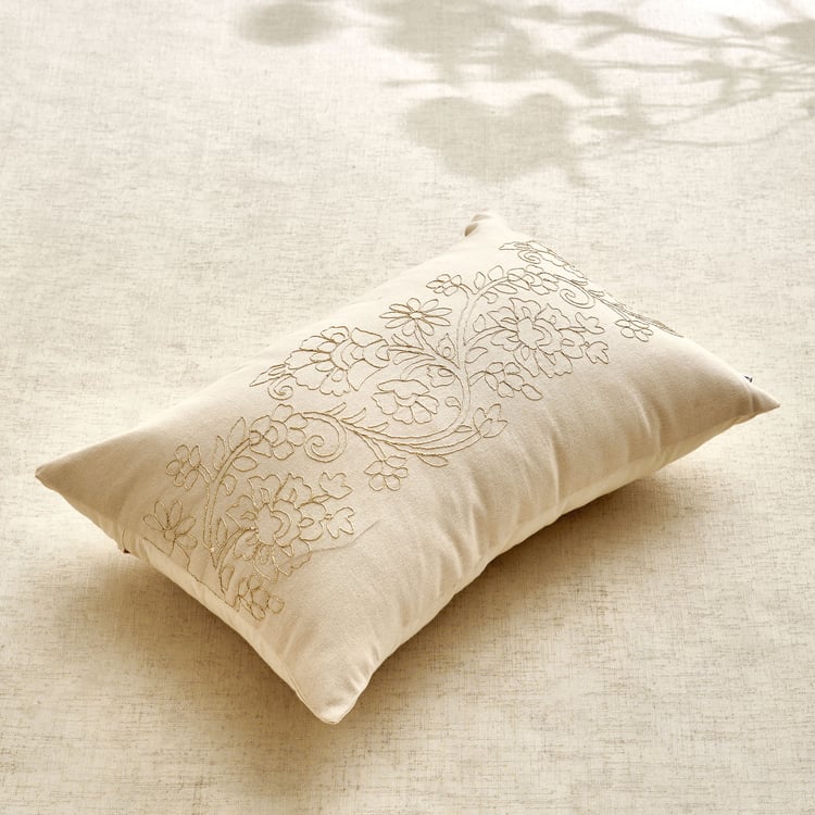 Glimmer Luxe Auria Zari Embroidered Cushion Cover - 50x30cm