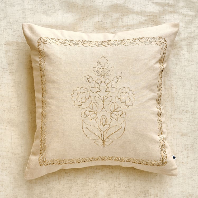 Glimmer Luxe Auria Zari Embroidered Cushion Cover - 40x40cm