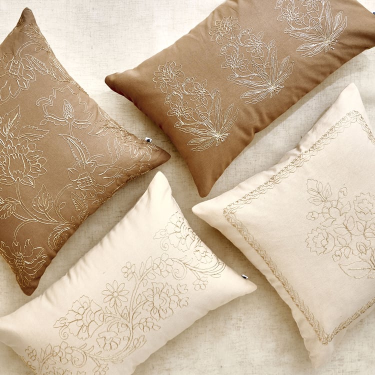 Glimmer Luxe Auria Zari Embroidered Cushion Cover - 40x40cm