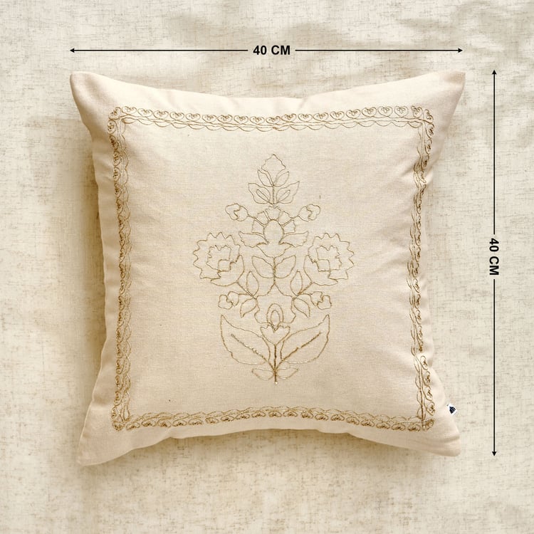 Glimmer Luxe Auria Zari Embroidered Cushion Cover - 40x40cm