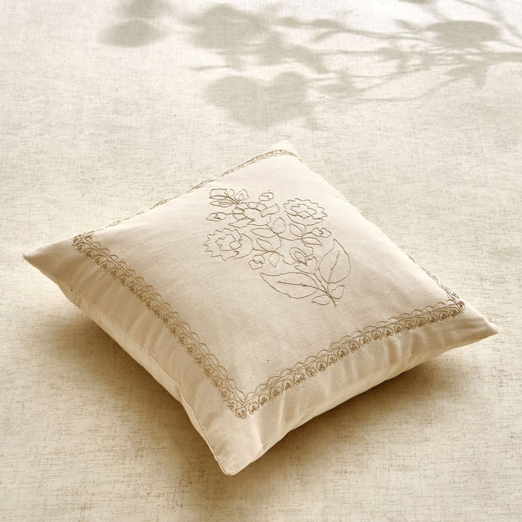 Glimmer Luxe Auria Zari Embroidered Cushion Cover - 40x40cm