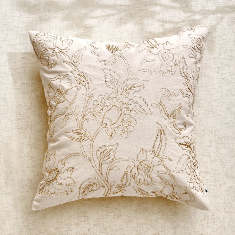 Glimmer Luxe Auria Zari Embroidered Cushion Cover - 40x40cm