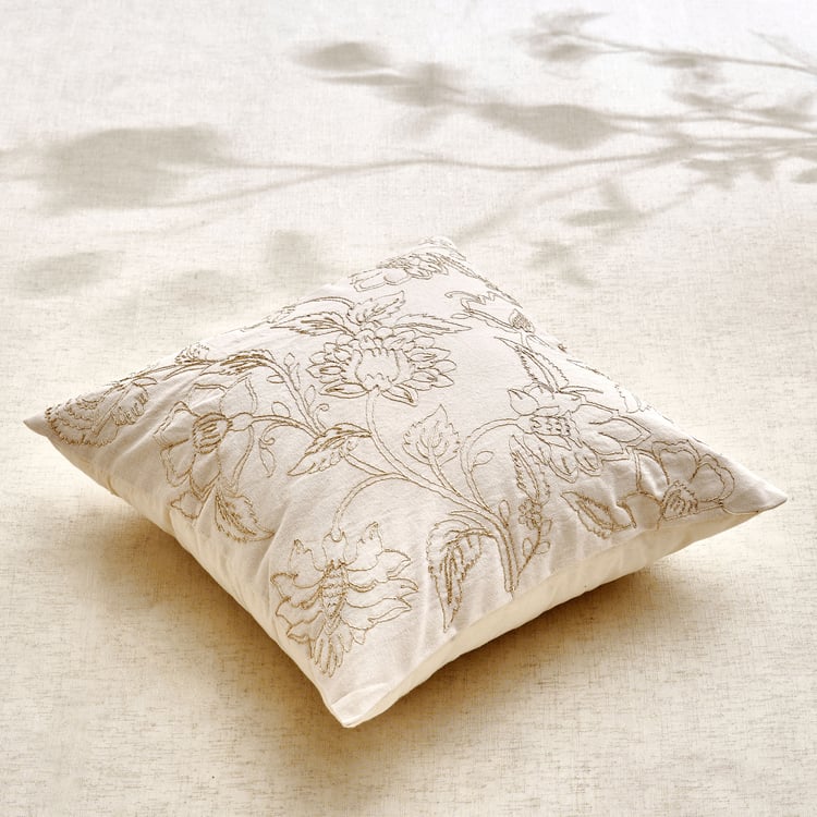 Glimmer Luxe Auria Zari Embroidered Cushion Cover - 40x40cm