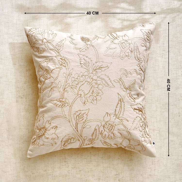 Glimmer Luxe Auria Zari Embroidered Cushion Cover - 40x40cm