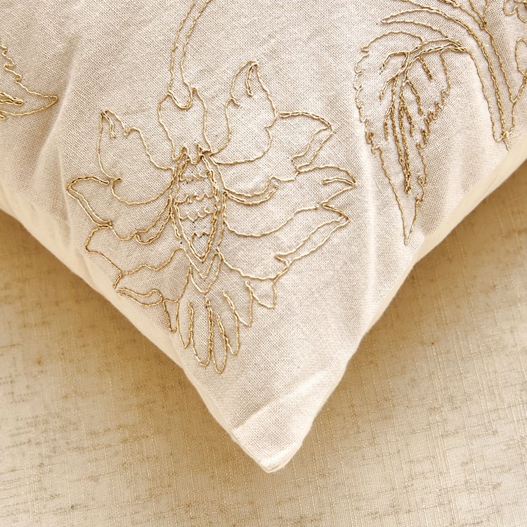 Glimmer Luxe Auria Zari Embroidered Cushion Cover - 40x40cm