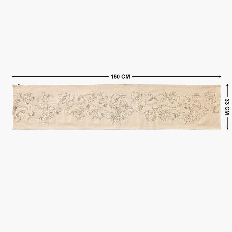 Glimmer Luxe Omna Halo Flor Cotton Embroidered Table Runner