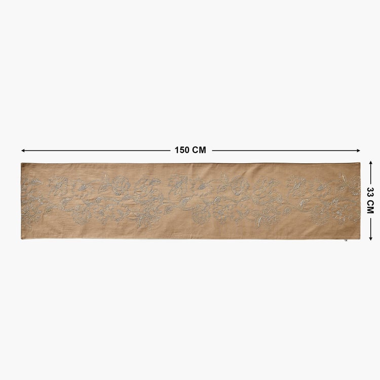 Glimmer Dusk Omna Halo Flor Cotton Embroidered Table Runner