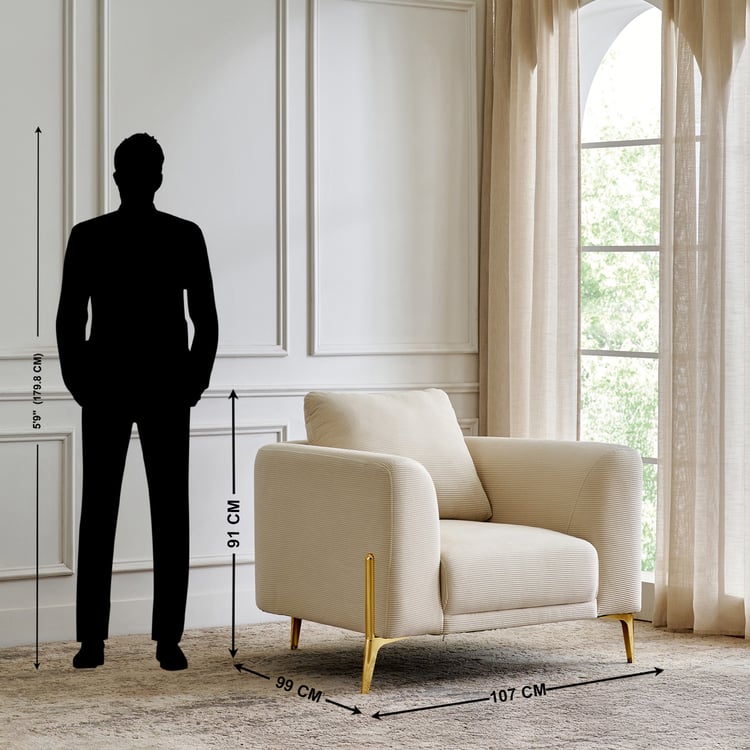 Modern Radiance NXT Fabric 1-Seater Sofa - Cream