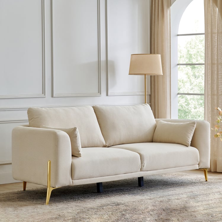 Modern Radiance NXT Fabric 3-Seater Sofa with Cushions - Cream