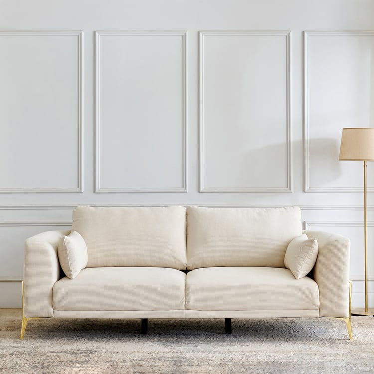Modern Radiance NXT Fabric 3-Seater Sofa with Cushions - Cream