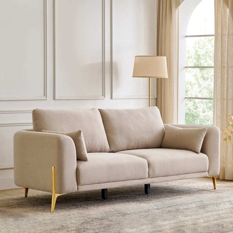 Modern Radiance NXT Fabric 3-Seater Sofa with Cushions - Brown