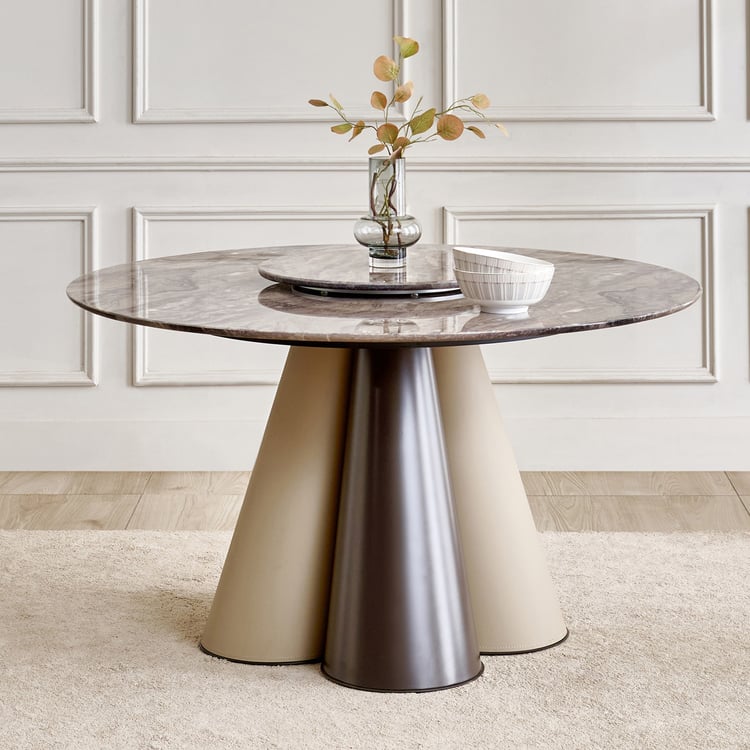 Clair De Lune Faux Marble Top 6-Seater Dining Table - Beige