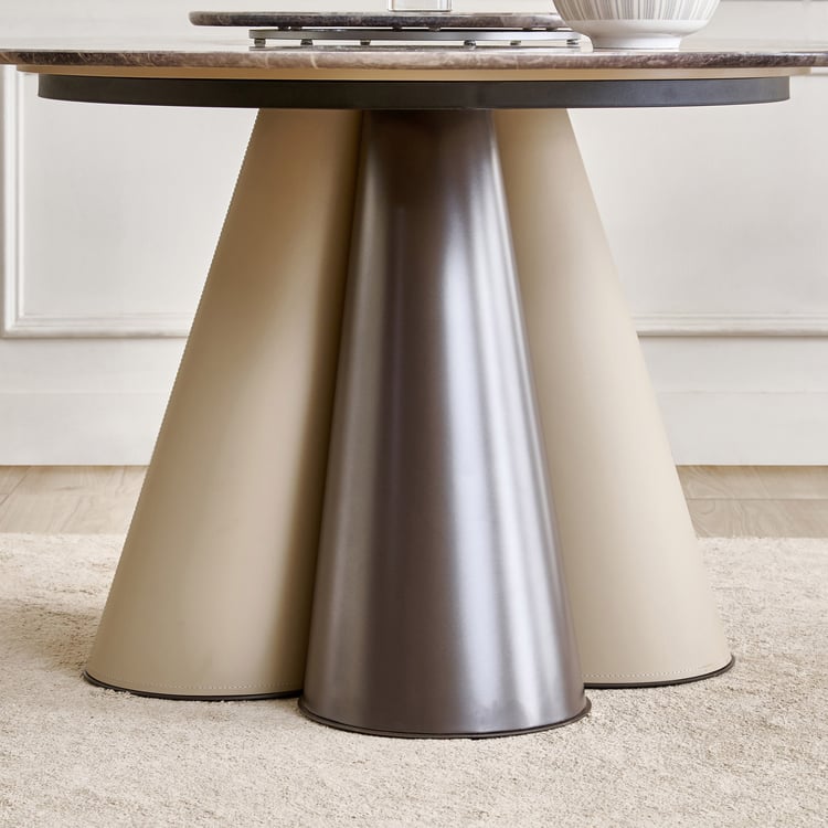 Clair De Lune Faux Marble Top 6-Seater Dining Table - Beige