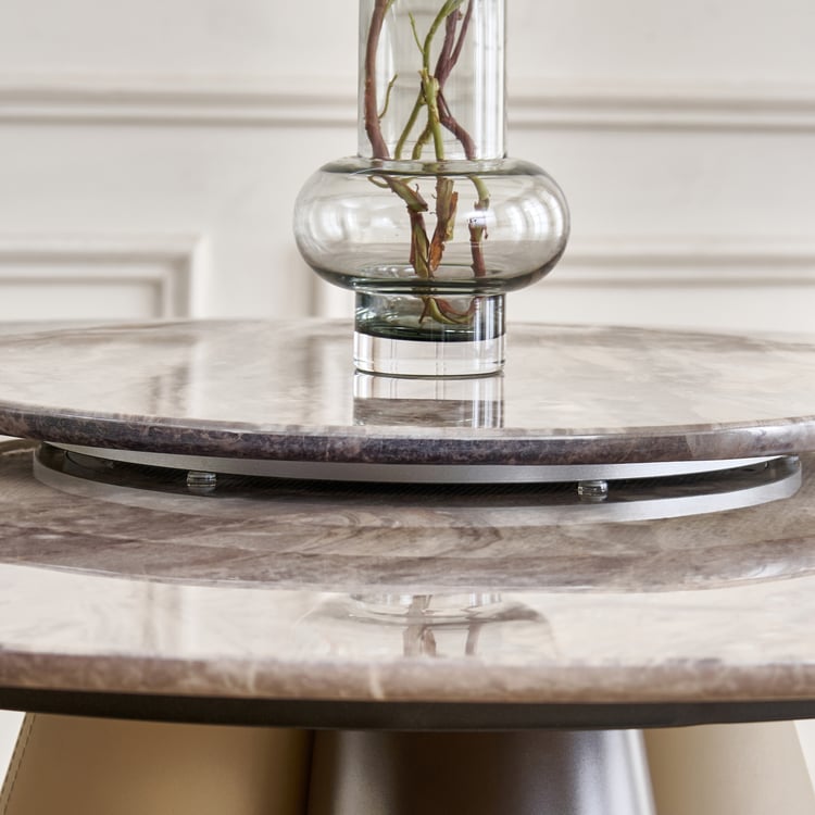 Clair De Lune Faux Marble Top 6-Seater Dining Table - Beige
