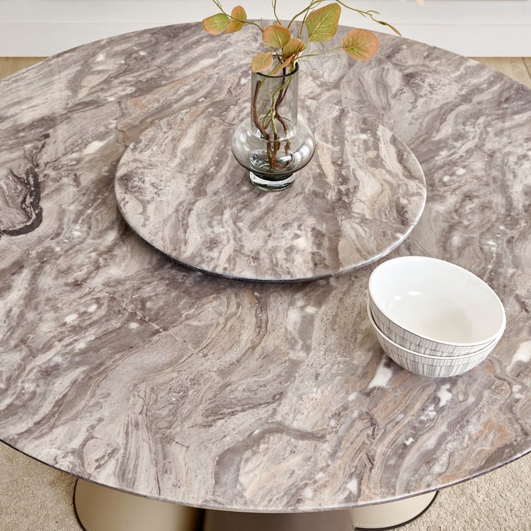 Clair De Lune Faux Marble Top 6-Seater Dining Table - Beige