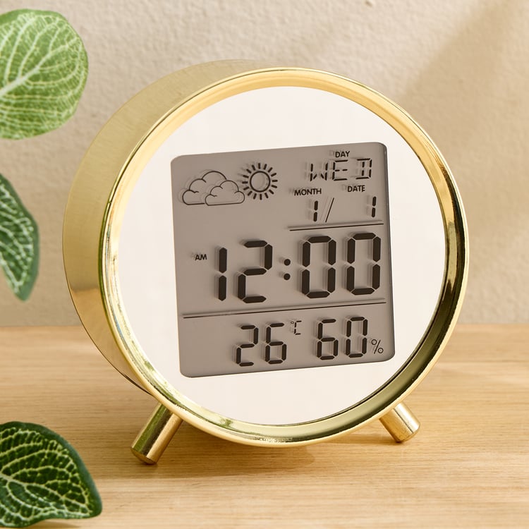 Casablanca Glimmer Metal LCD Table Clock - 10x5.5x10cm