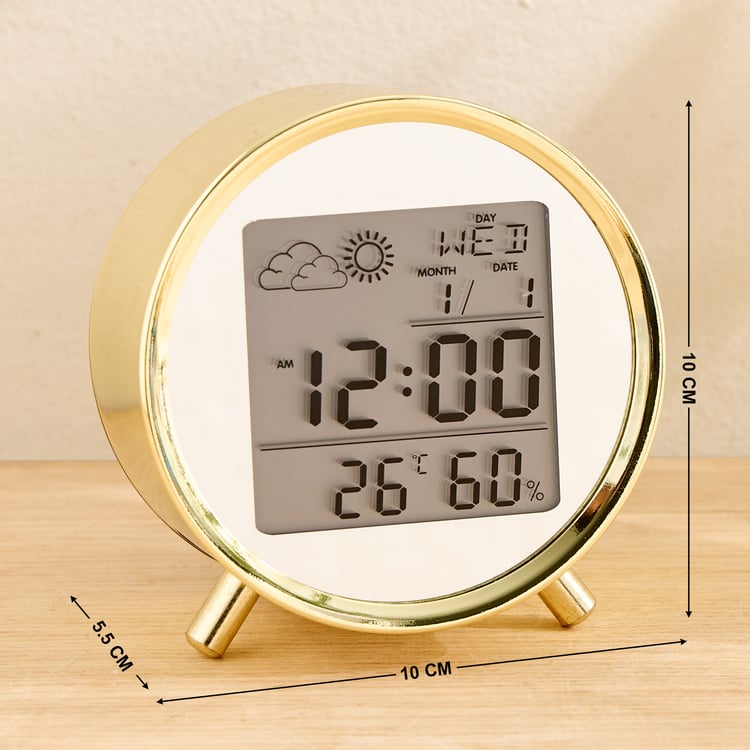 Casablanca Glimmer Metal LCD Table Clock - 10x5.5x10cm