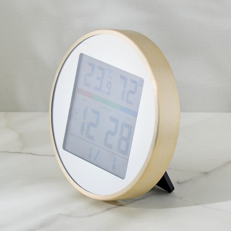 Casablanca Glimmer Aluminium LCD Table Clock with Mirror - 15x2.5cm