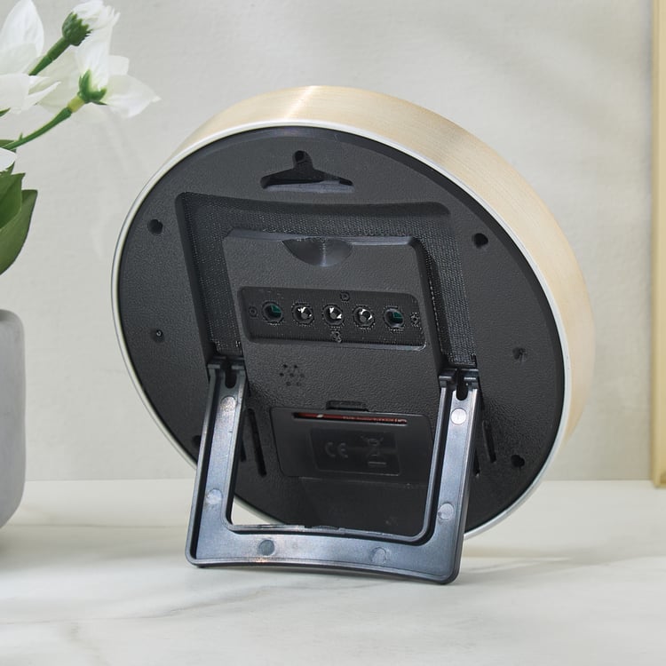 Casablanca Glimmer Aluminium LCD Table Clock with Mirror - 15x2.5cm